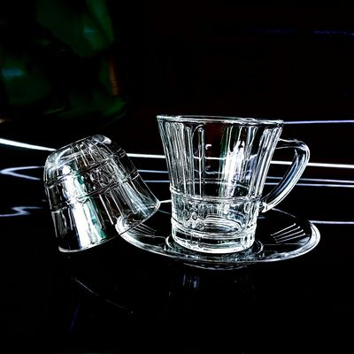 Clear Glass Turkish Tea Cup And Cawa Cup Sets Crystal Glass Customized Logo Can Make Different Combination