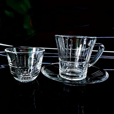 Clear Glass Turkish Tea Cup And Cawa Cup Sets Crystal Glass Customized Logo Can Make Different Combination