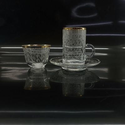 Exquisite Rain Lines Pattern Arabic Tea Cup Tea Sets for Traditional Tea Lovers