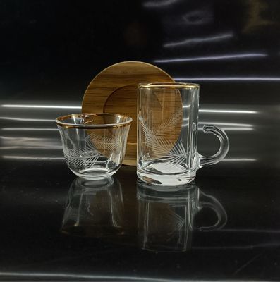 76ml Capacity Arabic Tea Cup With Hand Cutting Feather And Max Diameter Of 48mm