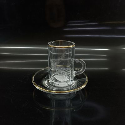 76ml Capacity Arabic Tea Cup With Hand Cutting Feather And Max Diameter Of 48mm