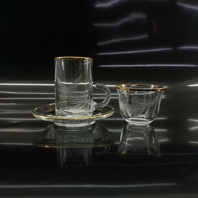 76ml Capacity Arabic Tea Cup With Hand Cutting Feather And Max Diameter Of 48mm