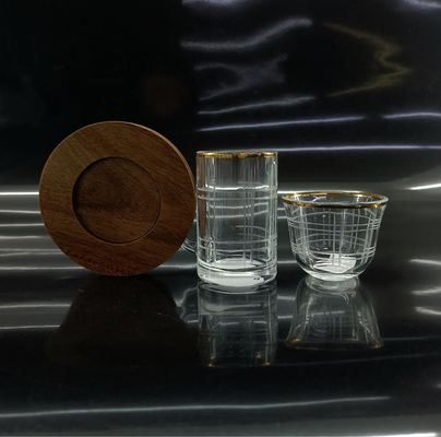 48mm Max Diameter Arabic Tea Cup Match With Wood Plates With Side Handle Top Diameter 48mm