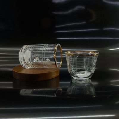 48mm Max Diameter Arabic Tea Cup Match With Wood Plates With Side Handle Top Diameter 48mm
