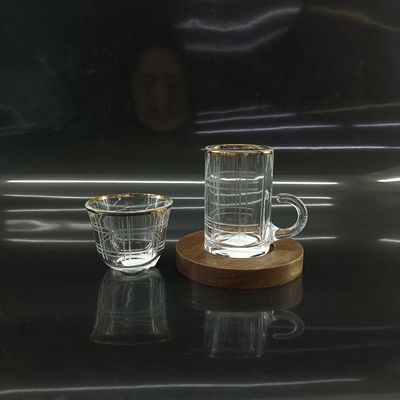 48mm Max Diameter Arabic Tea Cup Match With Wood Plates With Side Handle Top Diameter 48mm