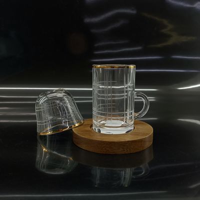 48mm Max Diameter Arabic Tea Cup Match With Wood Plates With Side Handle Top Diameter 48mm