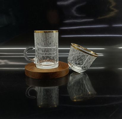 Machinemade Arabic Tea Cup 18PCS Sets With Wood Plate And Side Handle And Technology