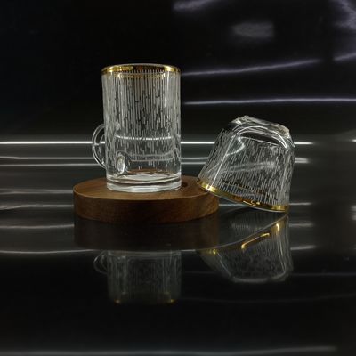 Machinemade Arabic Tea Cup 18PCS Sets With Wood Plate And Side Handle And Technology