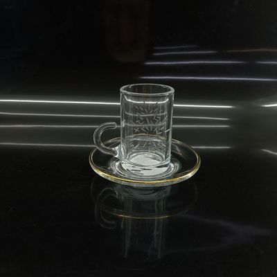 Traditional Tea Essential Arabic Tea Cup With Smooth Rim Type And Wood Plate