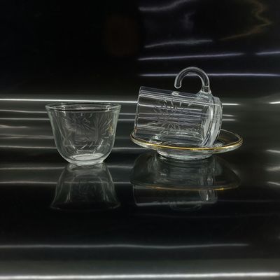 Traditional Tea Essential Arabic Tea Cup With Smooth Rim Type And Wood Plate