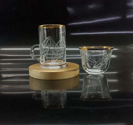 Single Handle Arabic Tea Cup 120g And Wood Plate Not Recommended For In Microwave