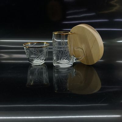 Single Handle Arabic Tea Cup 120g And Wood Plate Not Recommended For In Microwave