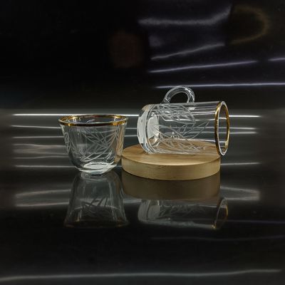 Single Handle Arabic Tea Cup 120g And Wood Plate Not Recommended For In Microwave