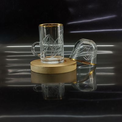 Single Handle Arabic Tea Cup 120g And Wood Plate Not Recommended For In Microwave