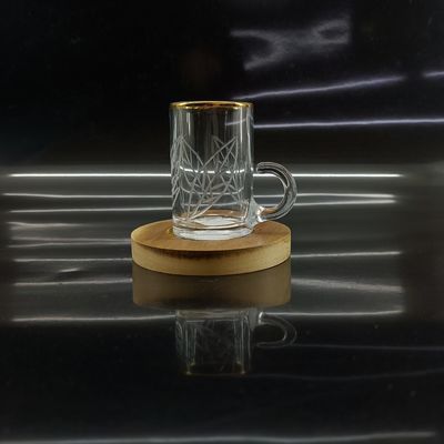 Single Handle Arabic Tea Cup 120g And Wood Plate Not Recommended For In Microwave