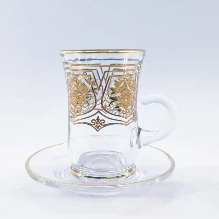 12PCS Arabic Tea Cup Glass Round Exquisite Traditional Arabic Coffee Set
