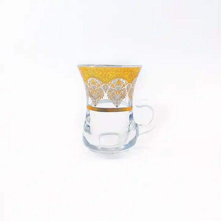 Small Turkish Arabic Tea Cup Sets Saucers Glass German Real Gold