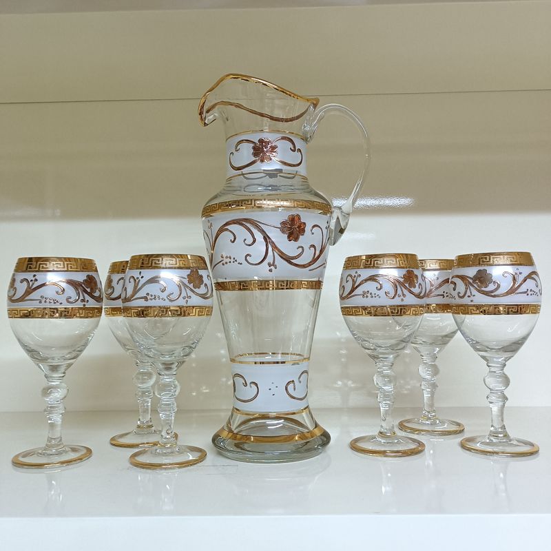 Elegant Modern Water Jug Glass Set 2.2L Capacity Dishwasher Safe