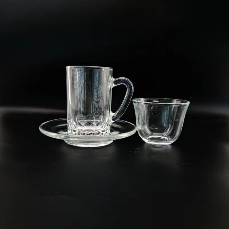 Tea Cup Coffee Cups Drinking Sets with Transparent Glass Fashion Design Cup Sets for Tea Water Milk Coffee