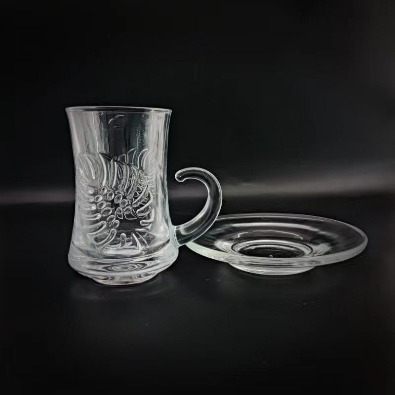 Glass Materials Tea Cup Sets Arabian Style Crystal Transparent Glass Tea Cups For Tea Coffee