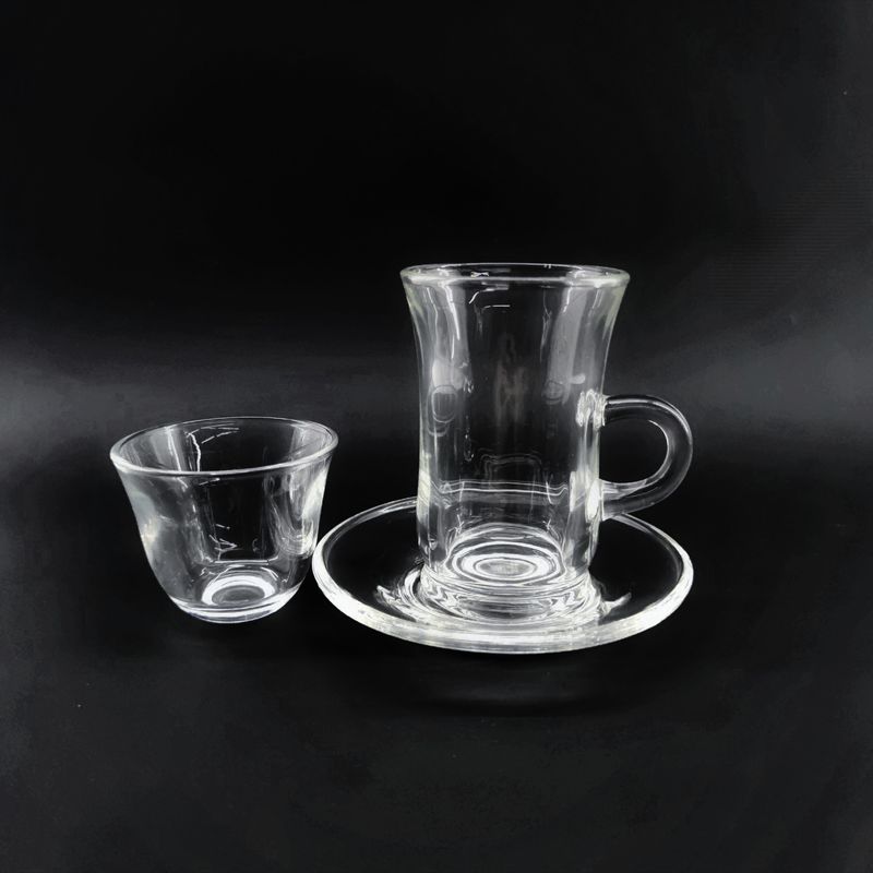 Glass Arabic Teacups Set Of 6 Turkish Coffee Cups 108ml Capacity