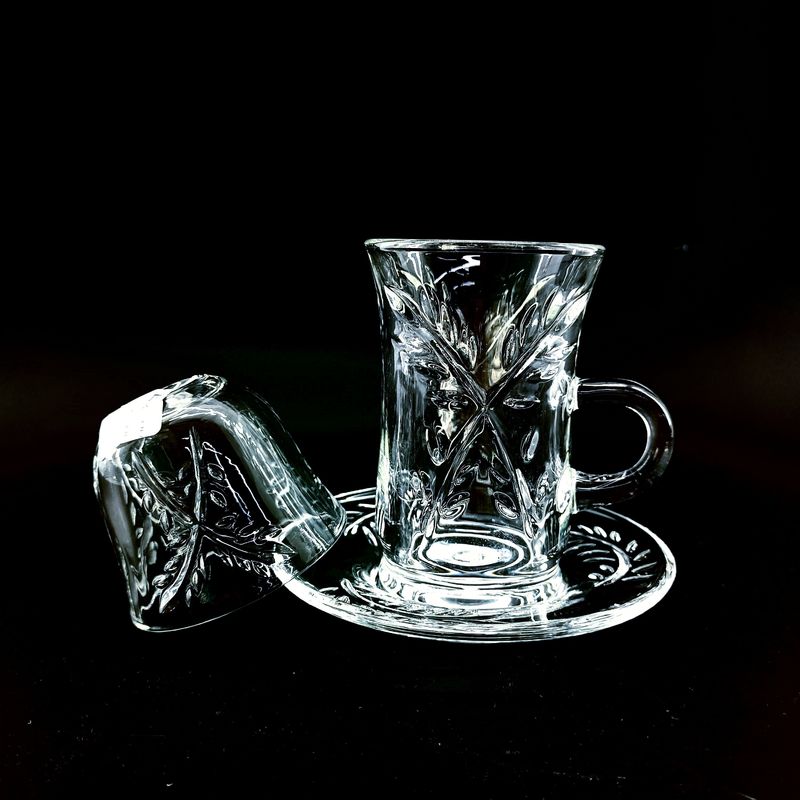 Customized Design 18pcs Glass Tea Cup Sets Turkish Cup Arabic Saudi Middle-East Dubai Style For Tea Coffee Milk Factory Price