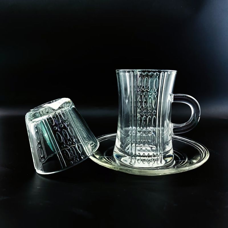 Clear Turkish Tea Cup Sets Transparent Cawa Cup Saucers Tea Cup With Wholesale Price Customized Logo Packing