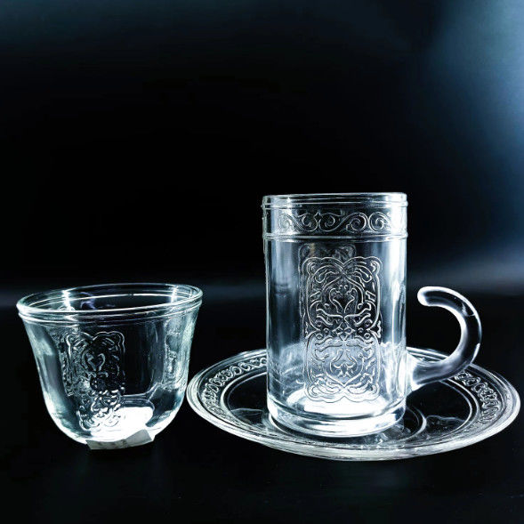 Customized Machine Made 18 PCS Arabic Tea Cup Sets With Coffee Cups And Saucers