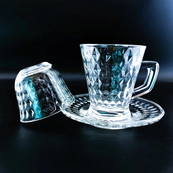 18PCS Original Glass Tea Cup Arabic Style With Cawa Cup And Saucers