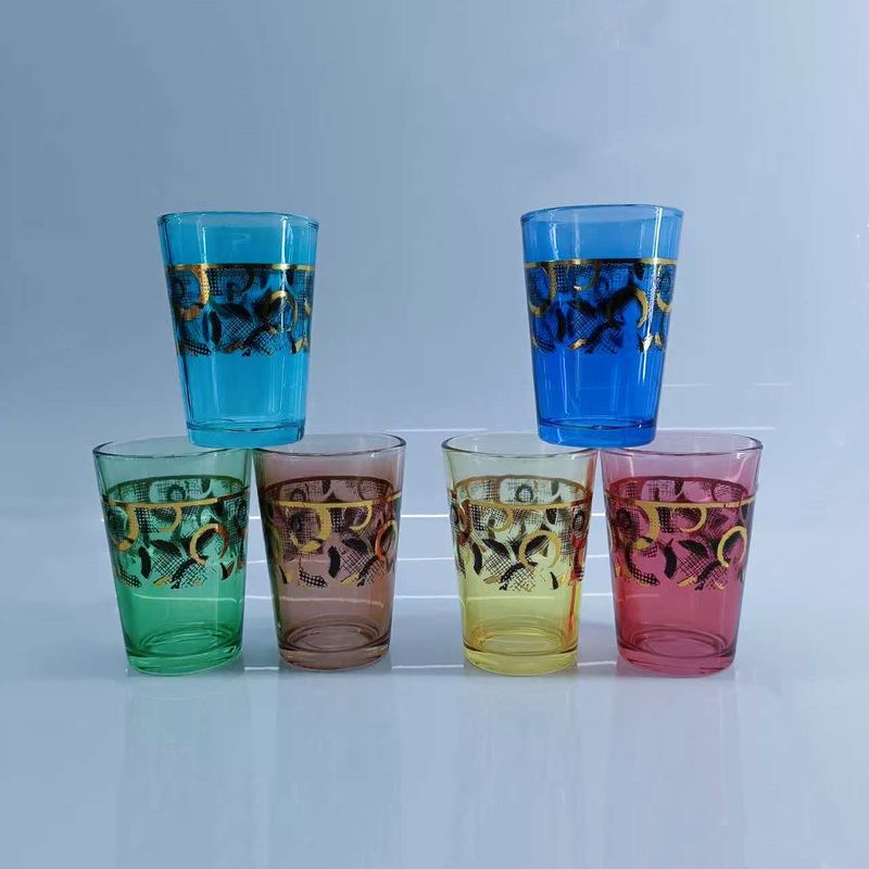 Authentic Morocco Beer Cup Set 120ml Traditional Design Clear Glass Tea Cup Arabic / Dallah Set
