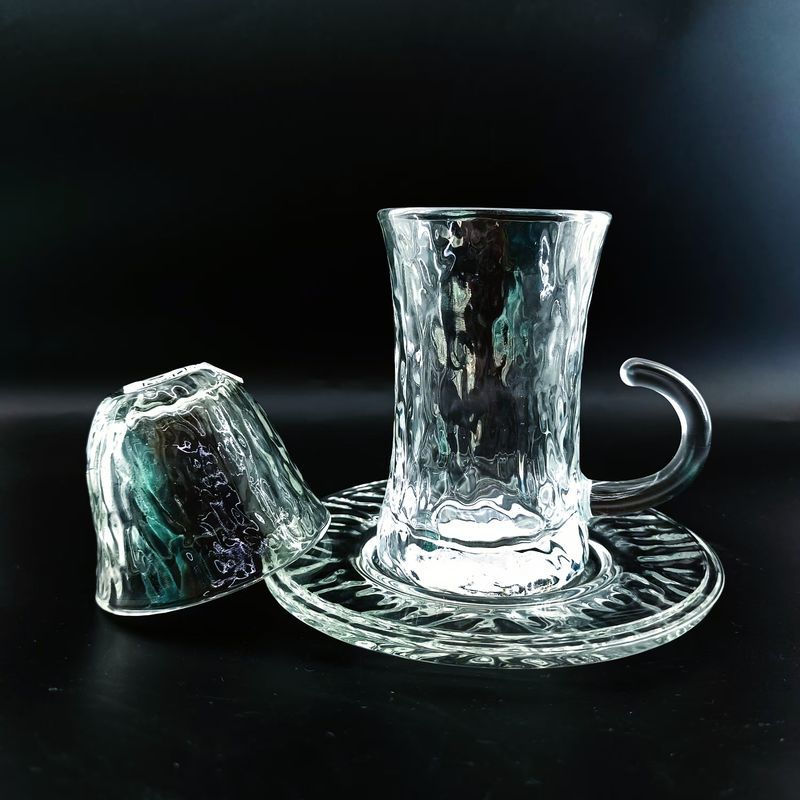 Machine Made Turkish Tea Cup Sets Cawa Cup Saucers With Cutting Design