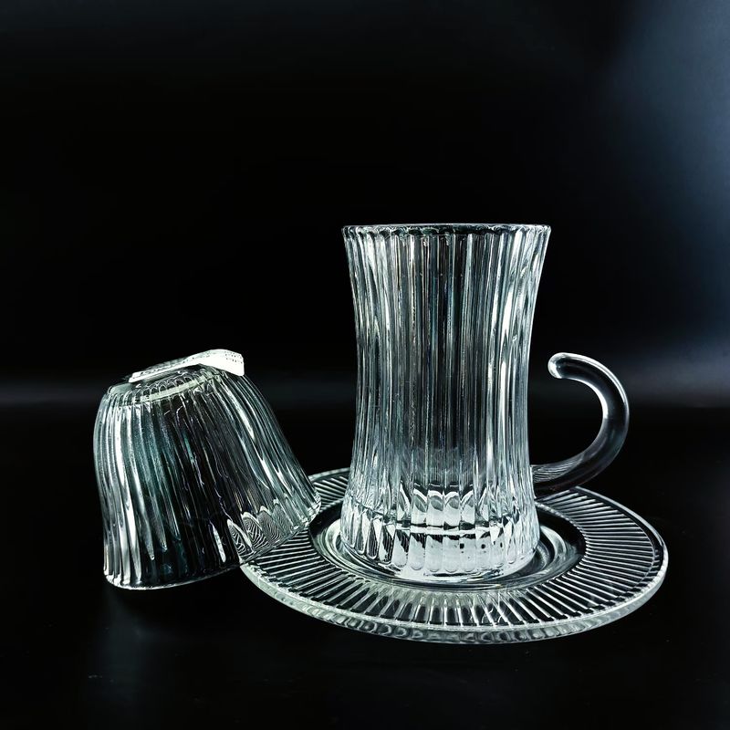 18 PCS Turkish Glass Cawa Cup Saucer Tea Cup Set Customized Unique Design