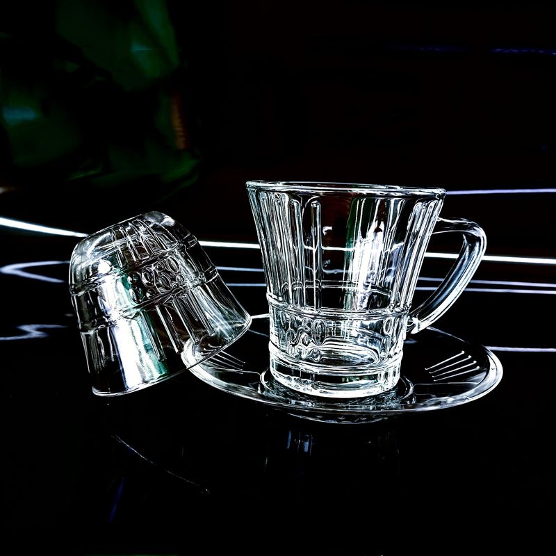 Clear Glass Turkish Tea Cup And Cawa Cup Sets Crystal Glass Customized Logo Can Make Different Combination