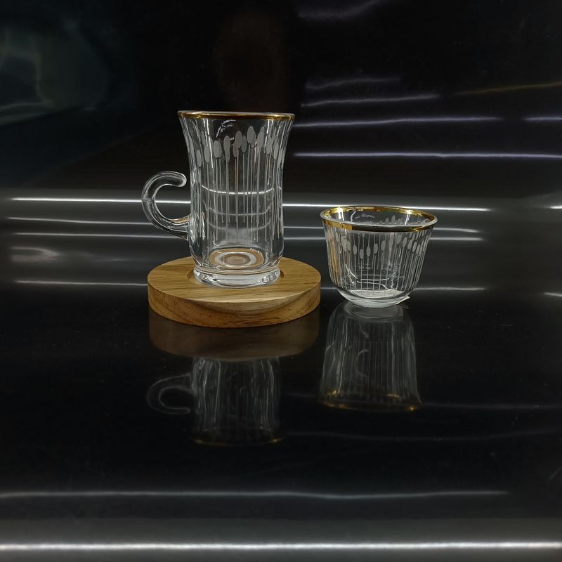 Real Gold Line With Differents Technology Arabic Tea Cup For Drinking In Restaurant And Home Kitchen