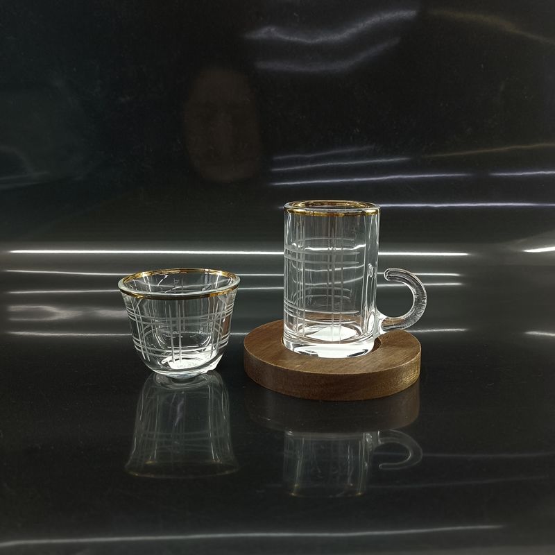 48mm Max Diameter Arabic Tea Cup Match With Wood Plates With Side Handle Top Diameter 48mm