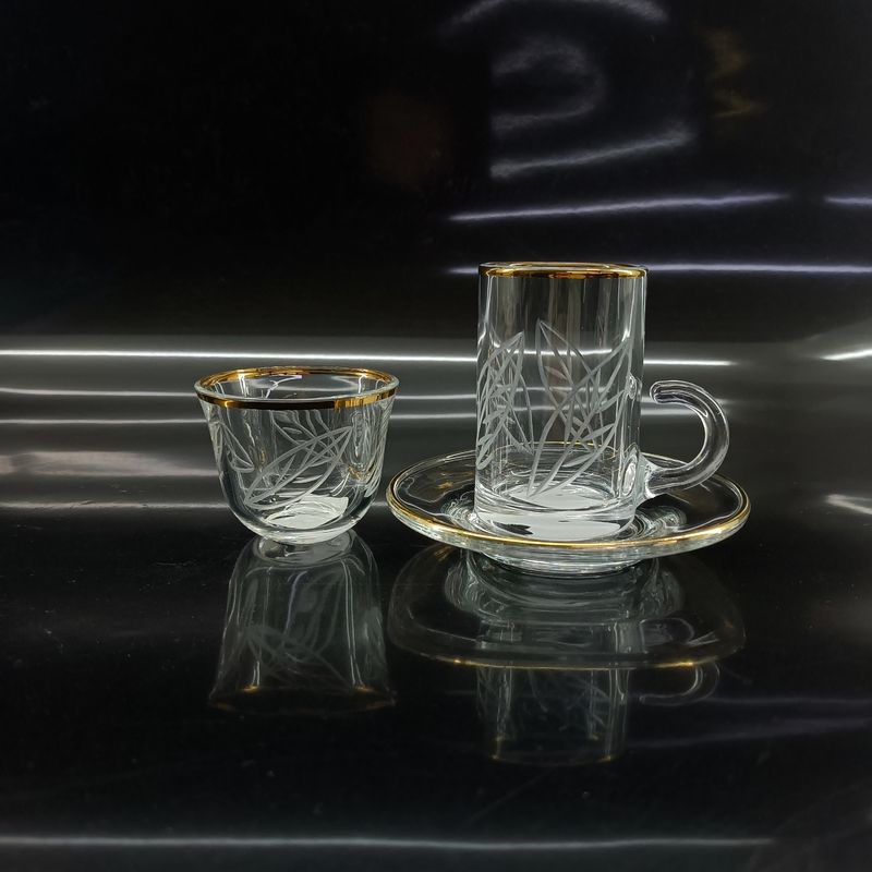 Smooth Rim Type Arabic Tea Cup Tea Sets With Max Width Of 48mm